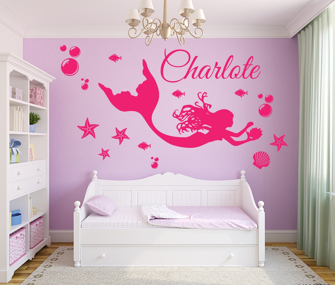 Mermaid Wall Decal - Mermaid Decal - Nursery Mermaid - Girls Room Decal ...