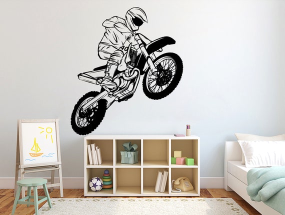 Grande Motocross Adesivo Murale Moto Wall Decor Dirt Bike Regalo Gratis  Stile Adesivi Arte Vinile Decalcomania Sport Wall Art Room Wall Vinyl  3671ER -  Italia