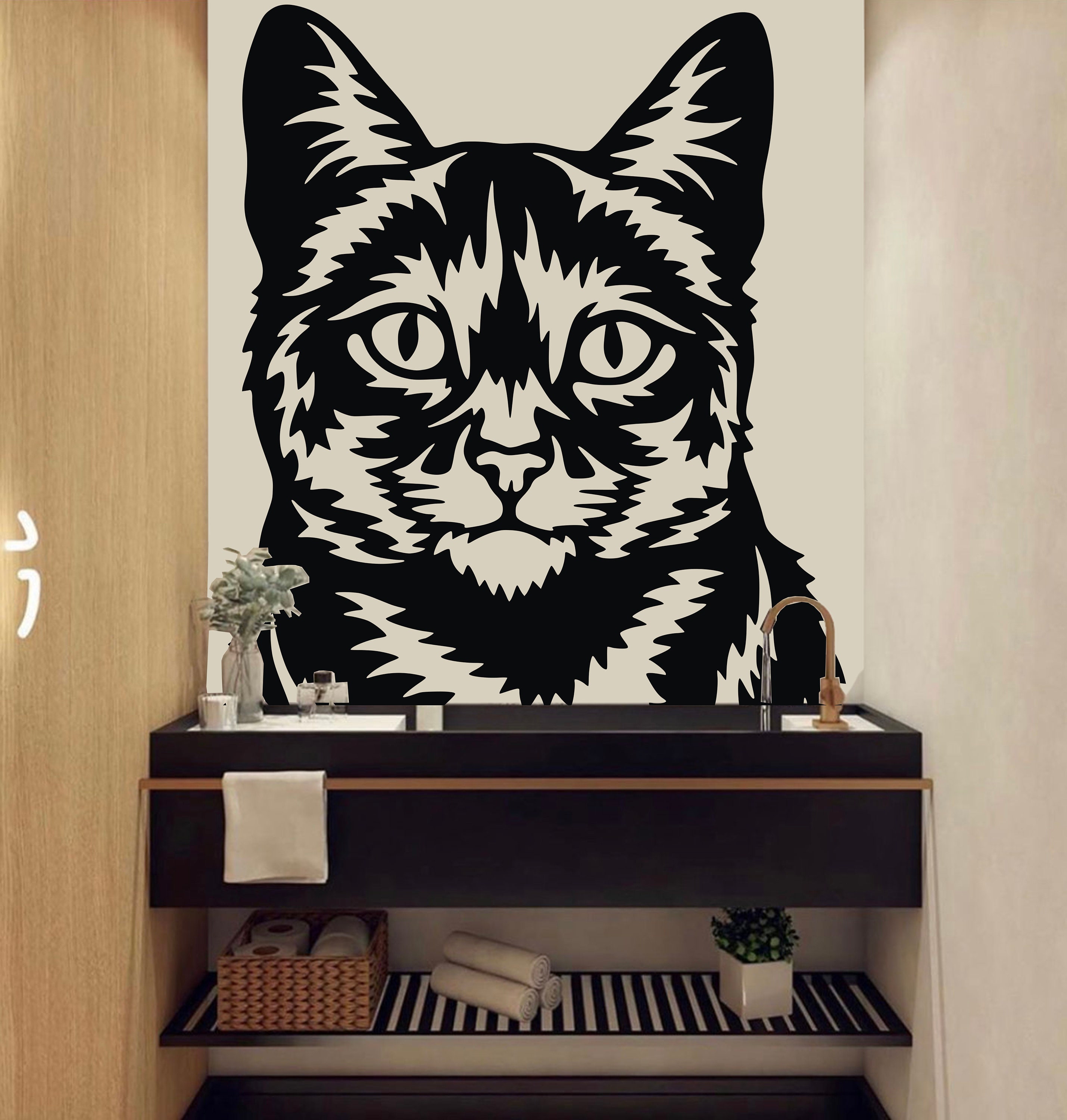 Cute Cat Wall Decals Dog Decor Cat Kids Cat Wall Art Decal Cat Etsy