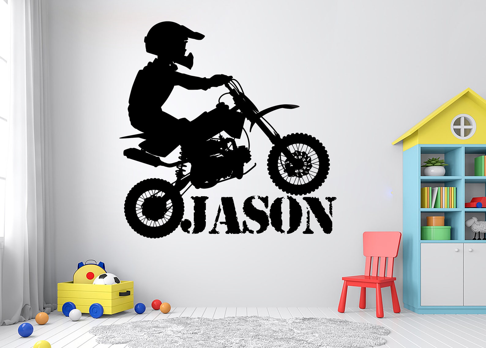 Custom Name Motocross Wall DecalSpace Dirt Bike Decals Etsy