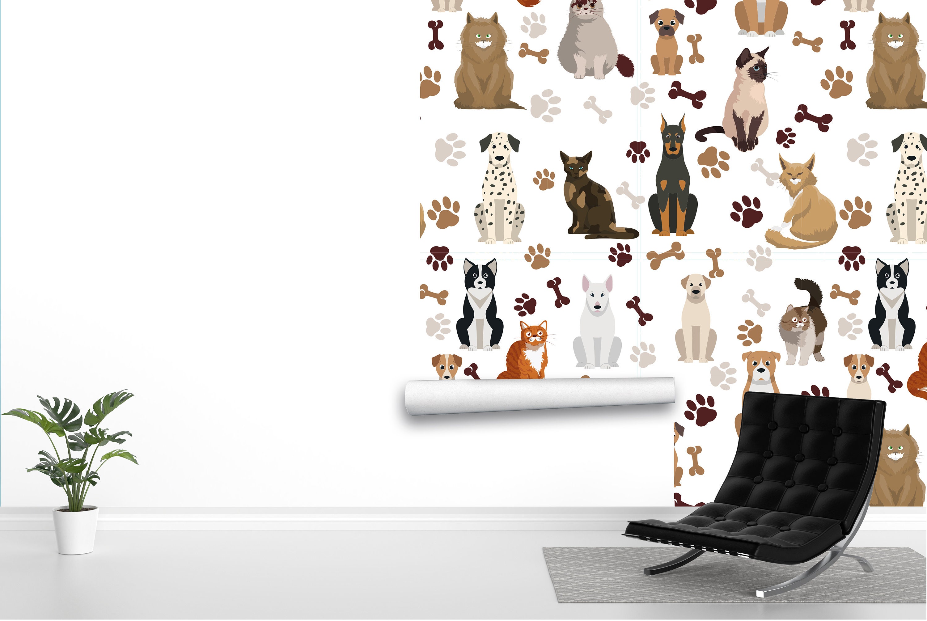 Cat and Dog Park Peel and Stick Removable Wall Decals Animal Theme (36-Piece Set) stk1111