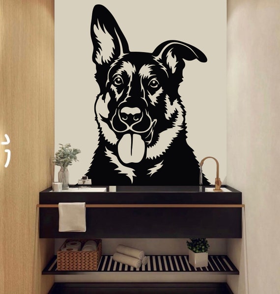 German Shepherd Dog wall decal Dog decor Dog kids Dog wall art Decal Dog Lover Shepherd wall decal Dog Wall Bathroom Decals Stickers 4617ER