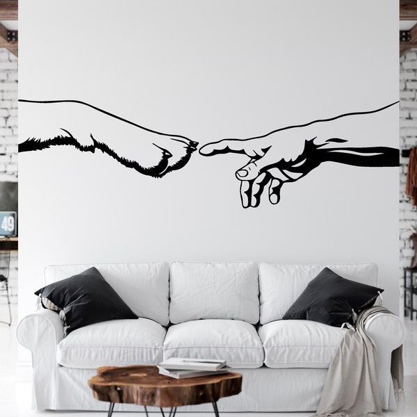 Hand and paw wall decal Dad Dog decor Dog wall art Decal Dog Lover Animals wall decal Dog Wall Bathroom Wall Decals Stickers Vinyl 4537ER