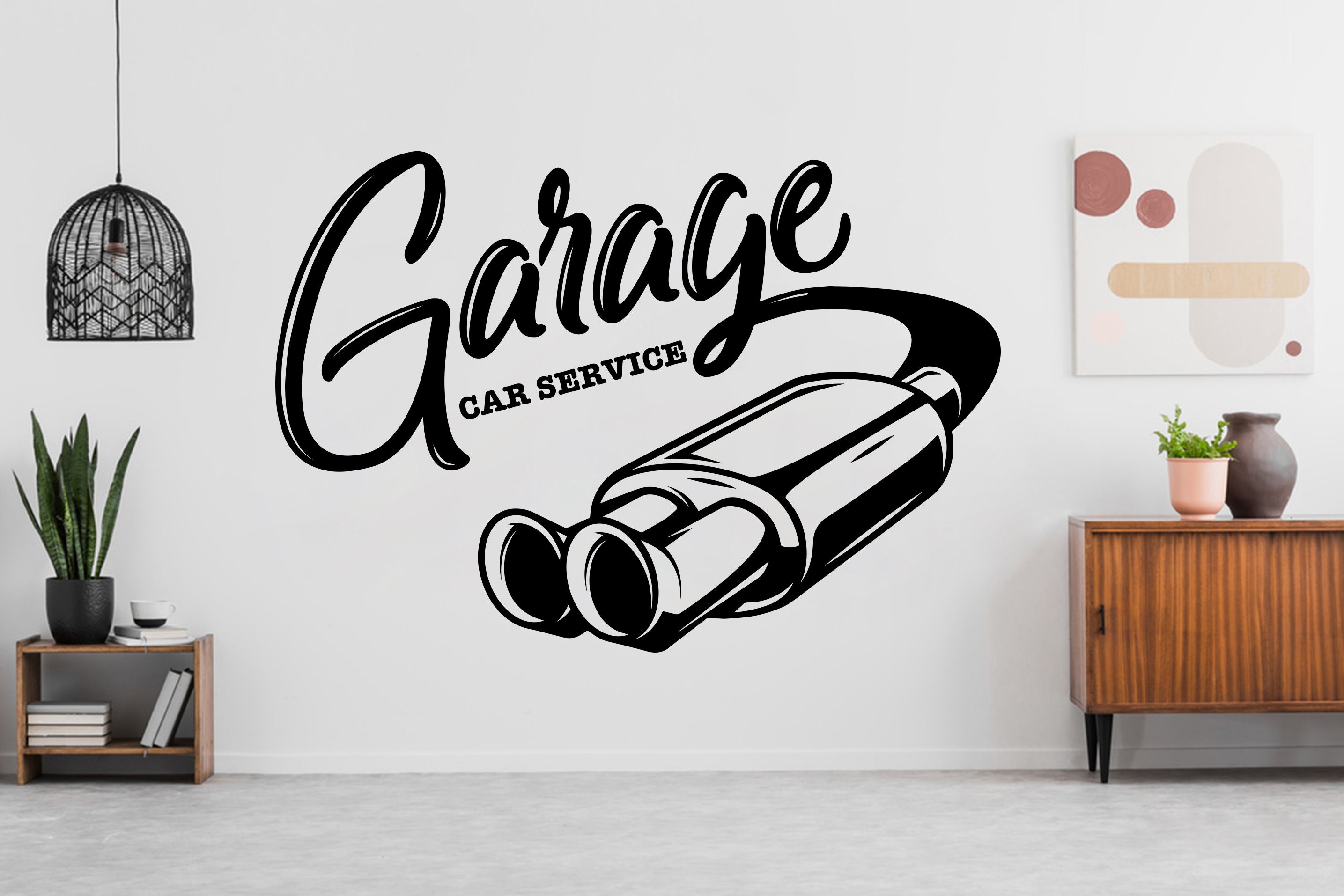 Garage Decor Wall Art, Custom Garage Name Vinyl Decal Wall Art 