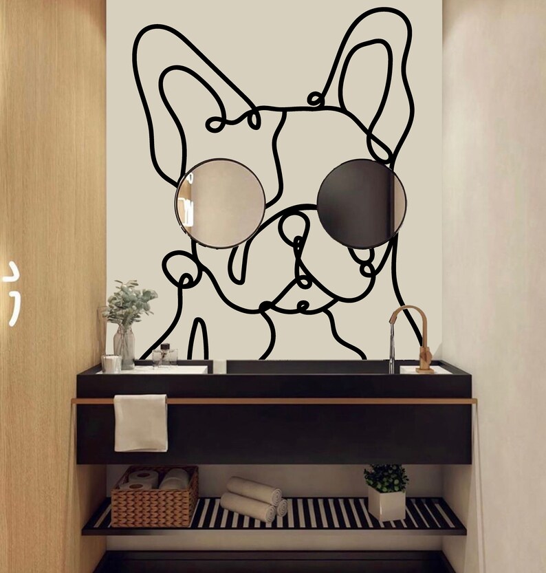 Dog Wall Decal Dog Line Art Dog Kids Dog Wall Art Decal Dog Etsy