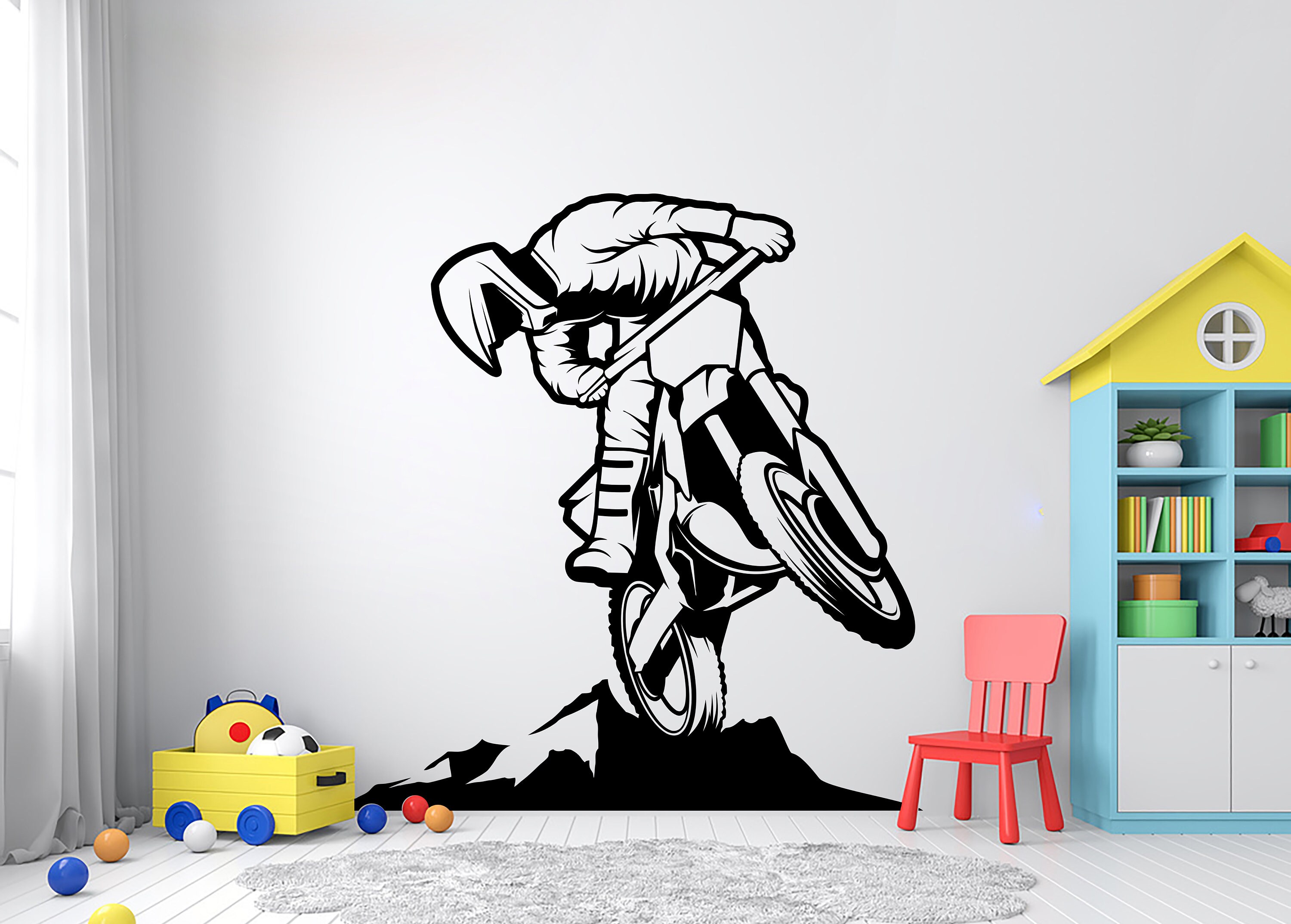 Motocross Wall Decal Motorcycle Wall Decor Dirt Bike Gift Free