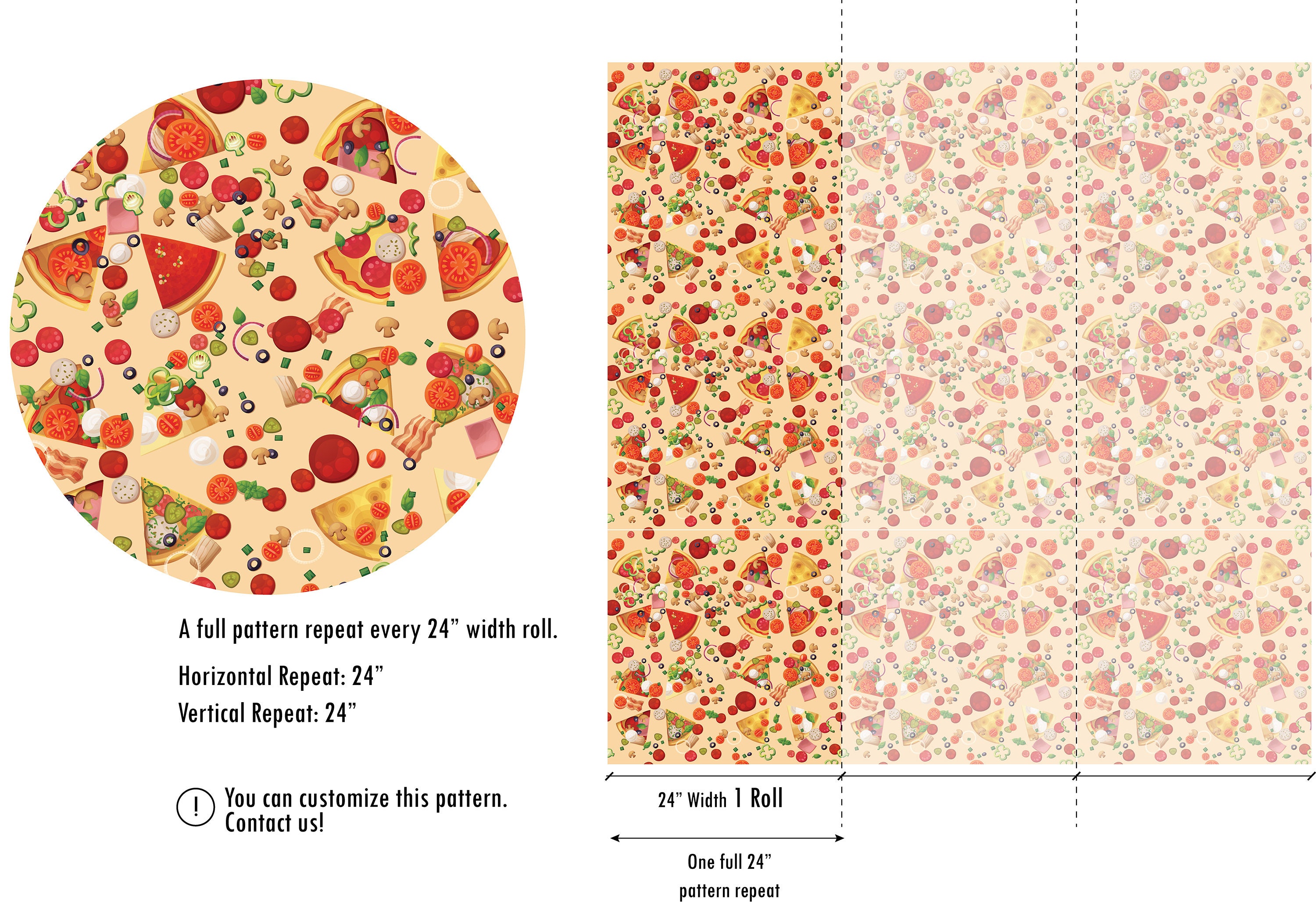 Pizza Peel and Stick Wallpaper Pizzeria Wallpaper Wall Decor | Etsy