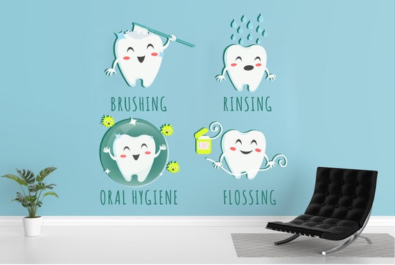 Pegatinas de pared para cuidado de clínica dental, cepilla tus dientes  sonríe todos los días, impermeables, pegatinas de pared extraíbles para  baño