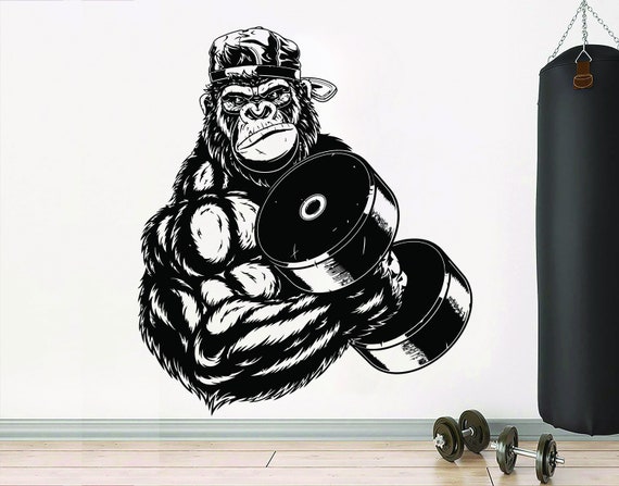 Gym Wall Decal Custom Fitness Decor Workout Art Vinyl Gorilla Gym