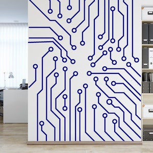 Circuit Board Wall Decal, Technology Vinyl Wall Art Decals, Gamer Room ...