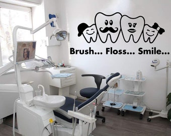 Dental wall decor Smile Dental Stickers Dental Clinic Wall Decal Dental Wall Sticker Dental Clinic Wall Décor Tooth wall decal Art 1605ER