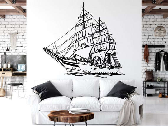 Nautical Ship Wall Decal Boat Decor Sailboat Art Vinyl Ship Wall Stickers  Ship Wall Art Vinyl Sailboat Wall Decal Bedroom Living Room 2915ER -   Sweden