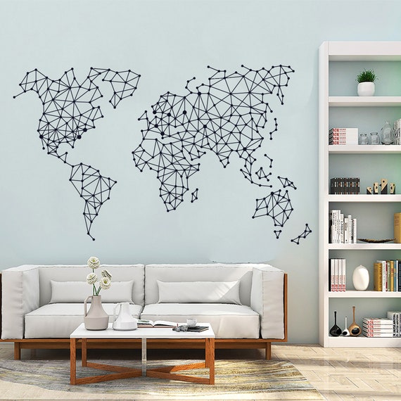 World Abstract Polygonal Wall Decor Decals Geometric Art Wall Art Stickers Home Interior Design Office Murals Gifts Decoration Vinyl 571ER Etsy