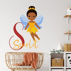 Fairy Little Afro Girl Puffs custom name Wall Decal Beautiful Girl Beauty African Blessed Room Gifts Her Vinyl Wall Art Stickers 3877ER