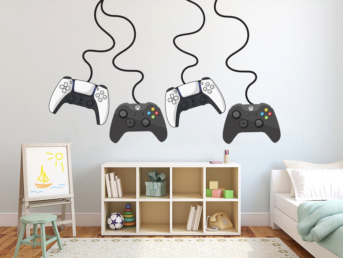 3D Gamer Wandaufkleber - Controller Design Für Jugendzimmer & Spielzimmer