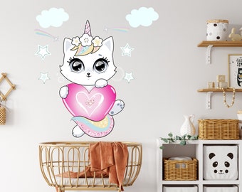 Cat wall decal Cat decor Cat kids Cat wall art Decal Cat Lover Animals anime wall decal Cat Wall Bathroom Wall Decals Stickers Vinyl 3517ER