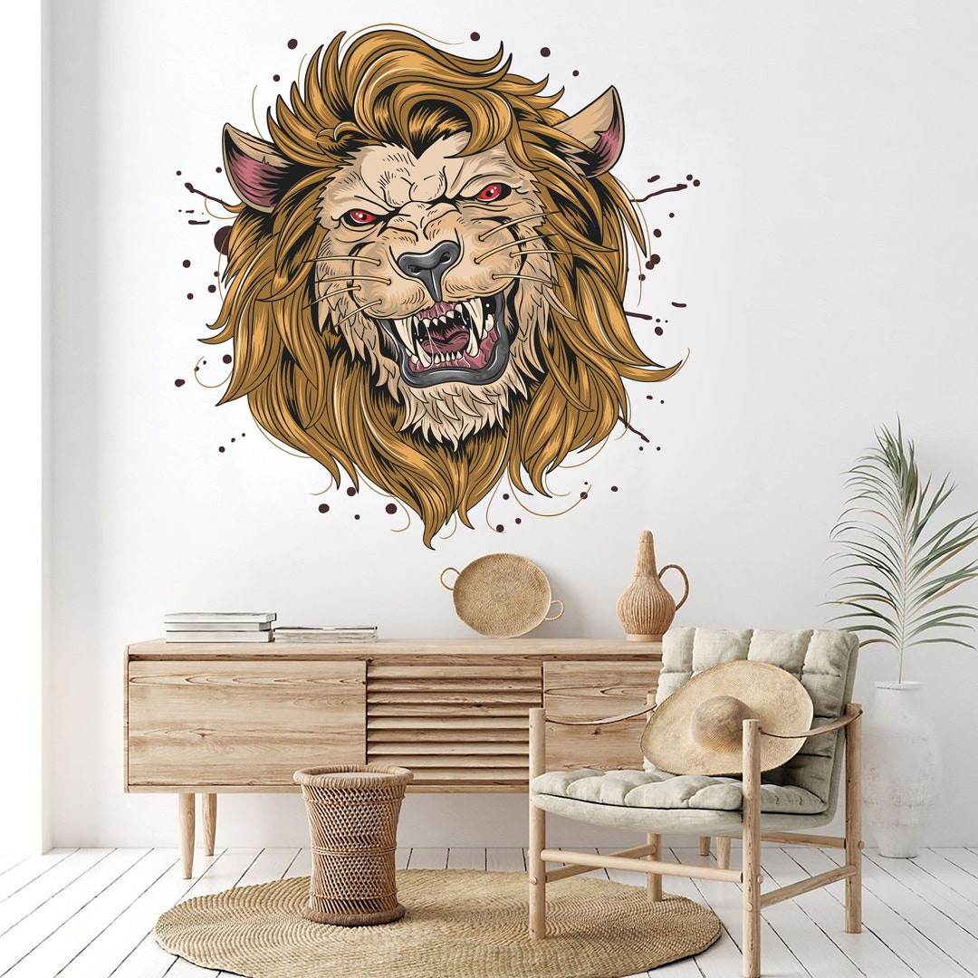 Angry Lion Wall Decal Lion Wall Sticker Lion Wall Decor Lion Wall Art ...