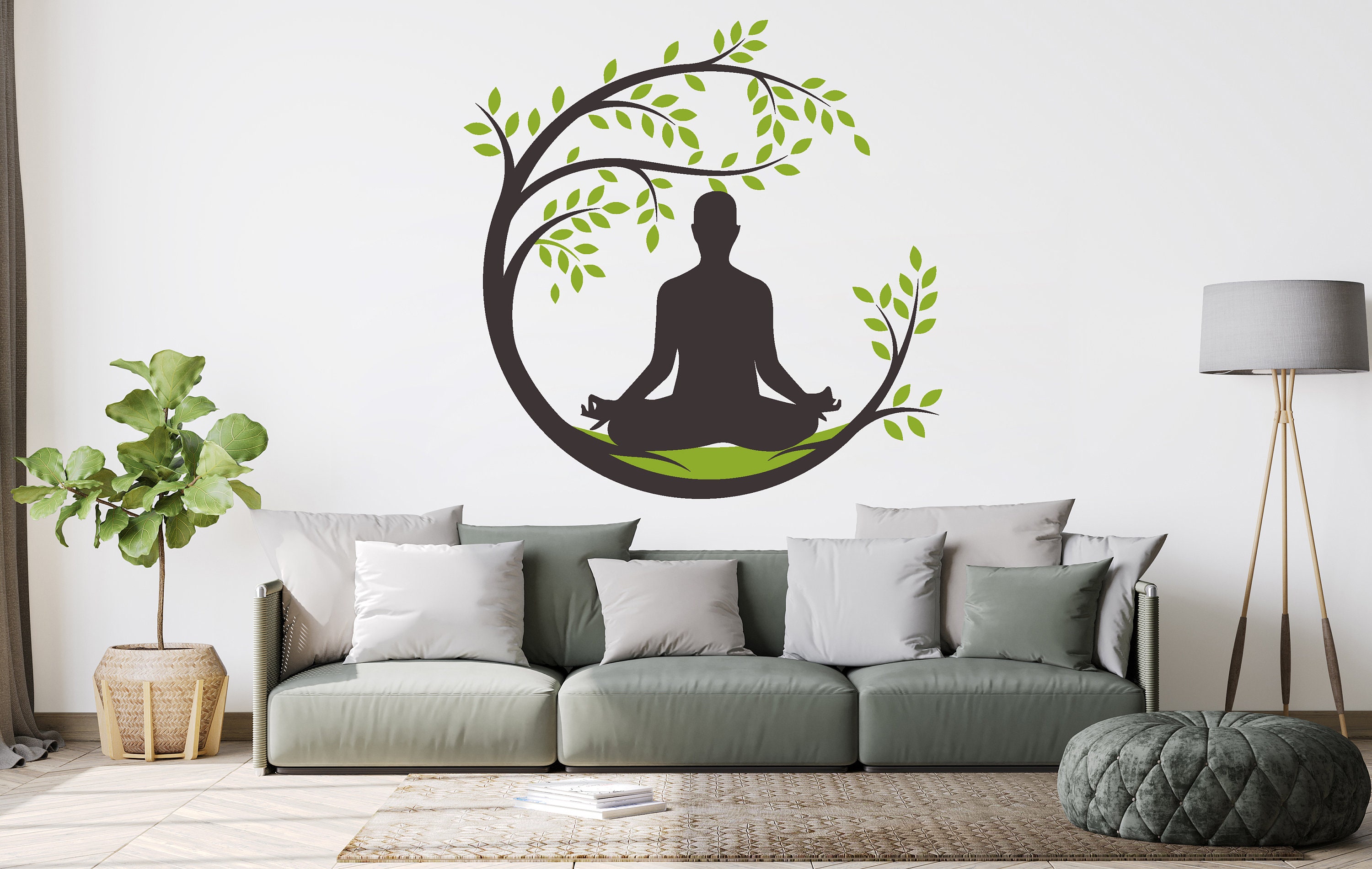 Yoga Men Tree Wall Decal Yoga Meditation Decor Art Namaste