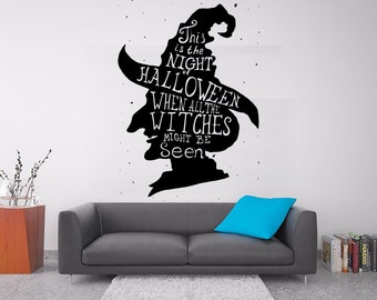 Halloween decor Halloween Decorations Witches Halloween wall art Halloween wall stickers Trick or Trat Vinyl Bat Wall Decals Stickers 2246ER