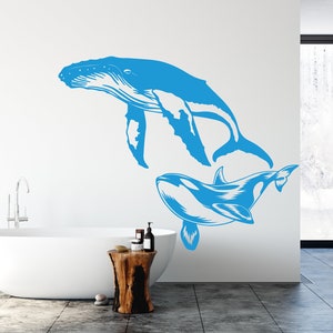 Ocean Animal Whale Fish Wall Decals Kids Stickers Peel Stick Removable  Vinyl Wall Art for Kids Bedroom Nursery Baby Room Classroom YP1089 