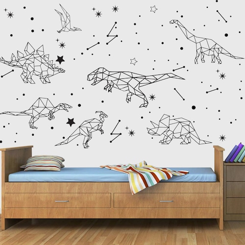 Dinosaur Wall Decal Geometric Polygonal Trex Wall Decal Etsy