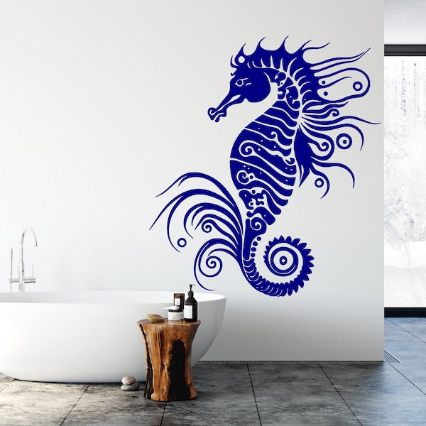 Seahorse Wall Decal, Seahorse Wall Art Modern Wall Stickers, Seahorse Bathroom Decor, Seahorse Tattoo Room Art Seahorse Home Decor 4657ER