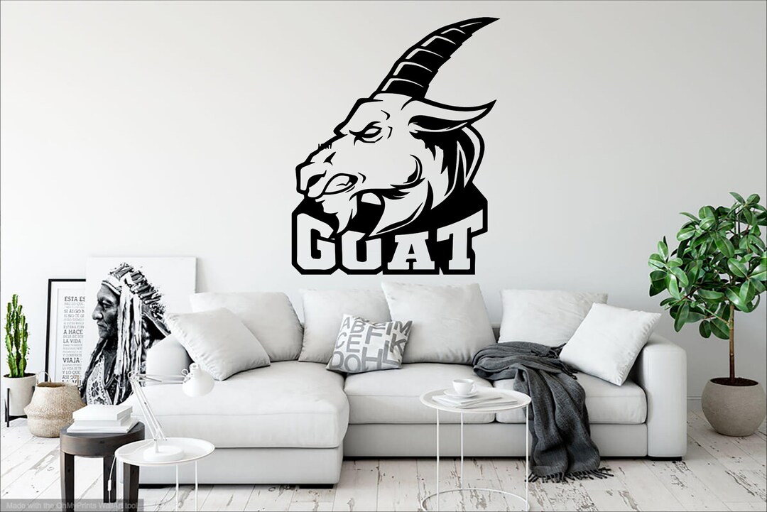 Goat Wall Decal Animal Wall Decor Wild Goat Wall Art Stickers Goat Horn
