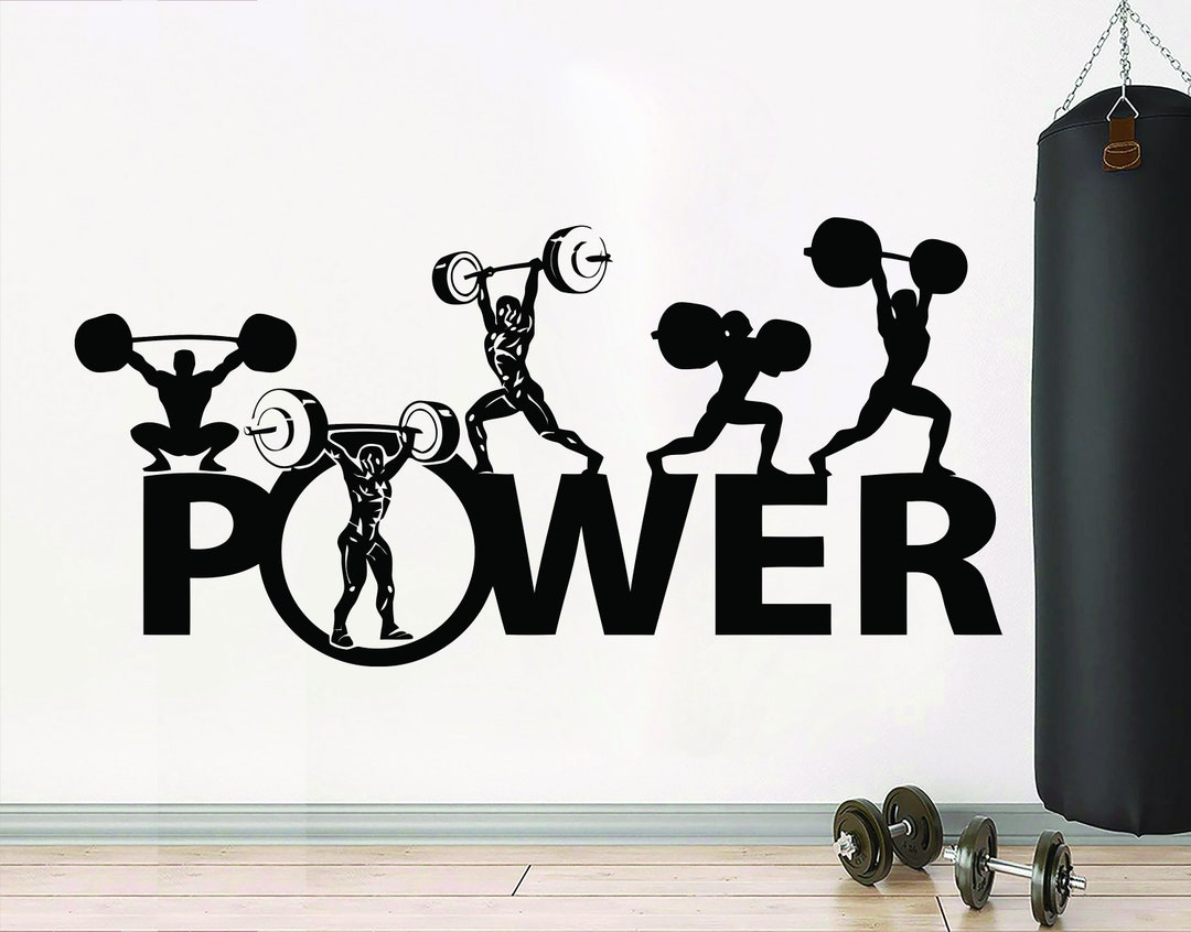 Gym Wall Decal Custom Fitness Decor Workout Art Vinyl Power Gym Quote