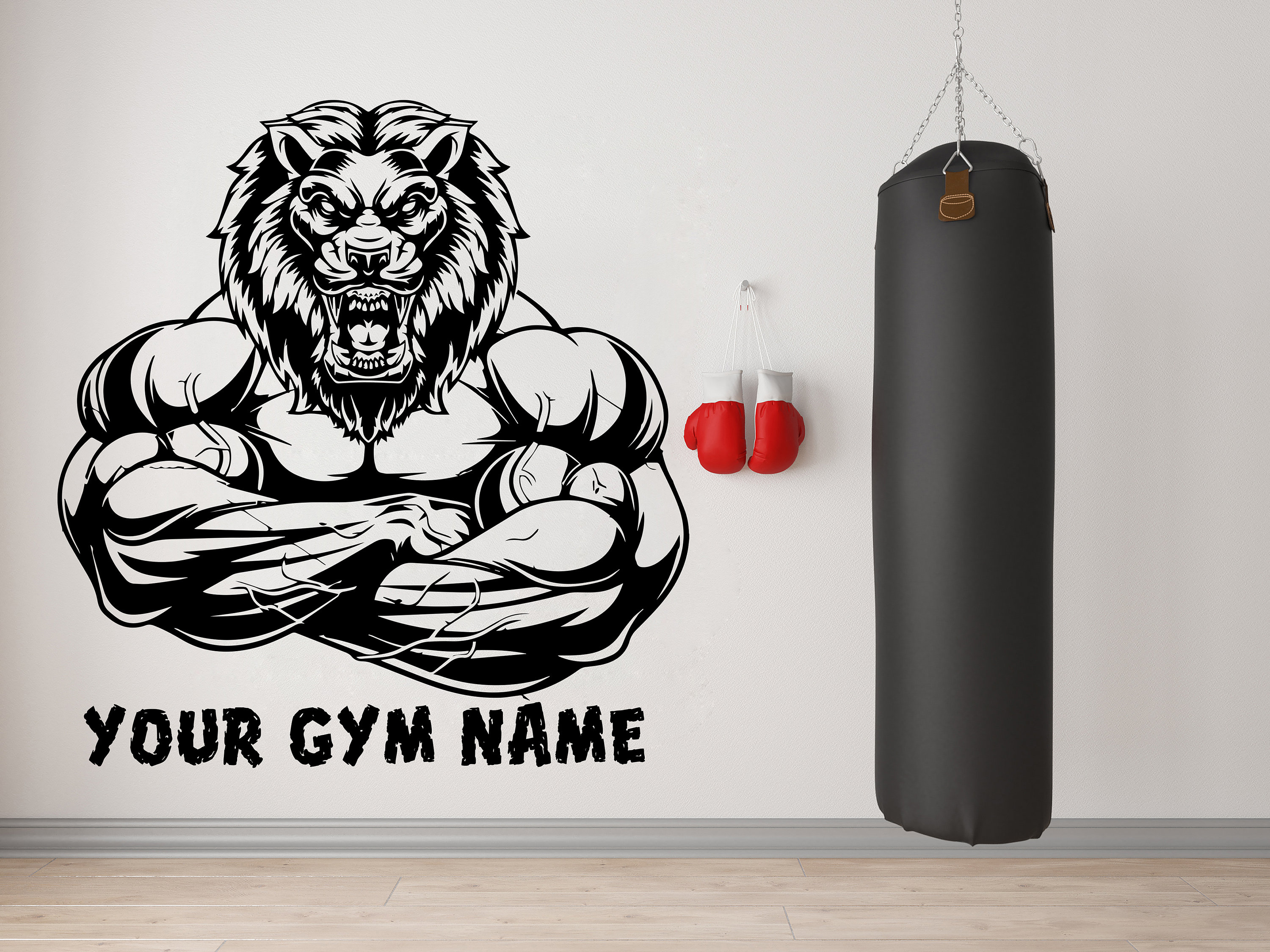 Gym Wall Decal Custom Fitness Decor Workout Art Vinyl Lion Gym Etsy