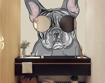 Gray French Bulldog decor Dog kids Dog wall art Decal Dog Lover Animals anime wall decal Wall Bathroom Wall Decals Stickers Vinyl 4210ER