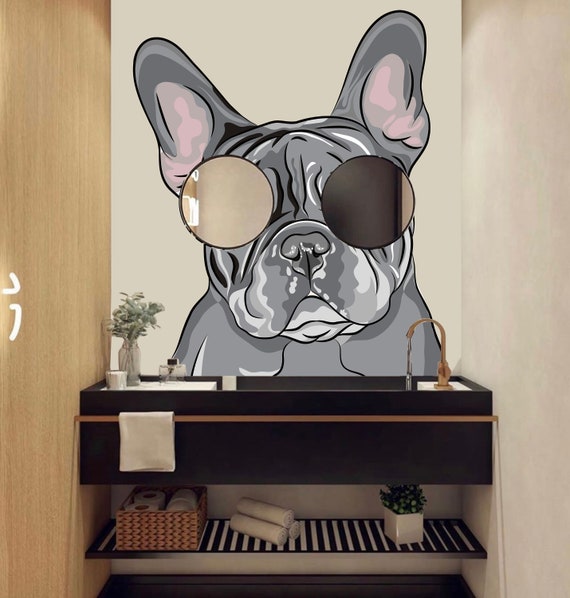Grau Französische Bulldogge Dekor Wandkunst Hund Hund Kinder