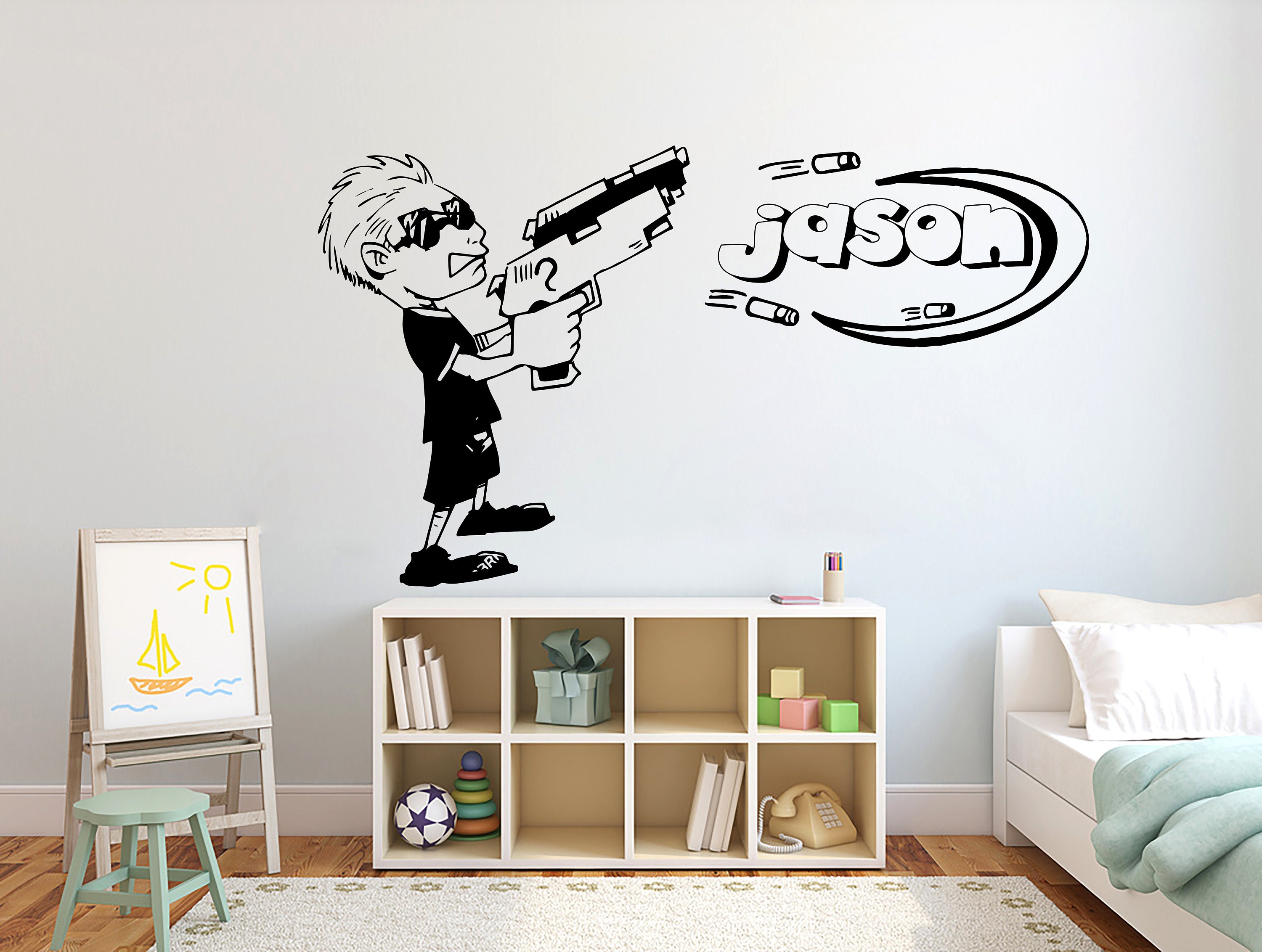 Wall Stickers Vinyl Decal Revolver Gun Weapon Grunge Room Decor (ig1789)