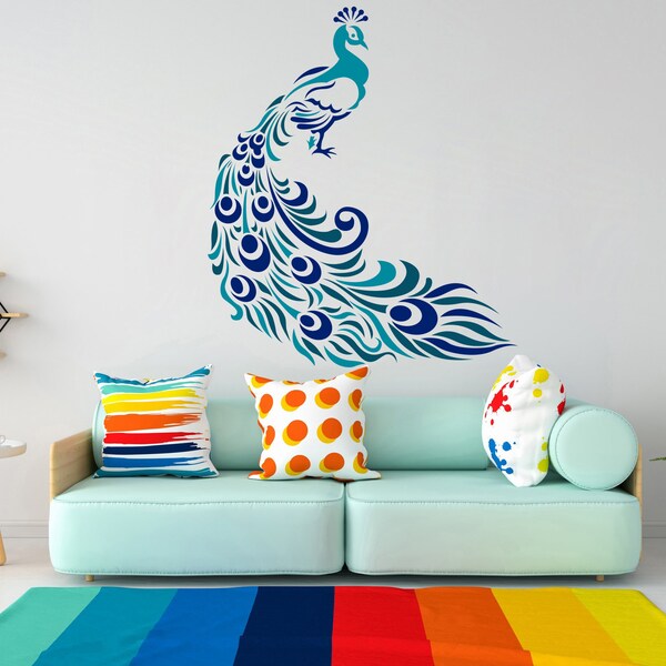 Peacock Wall Decal Etsy