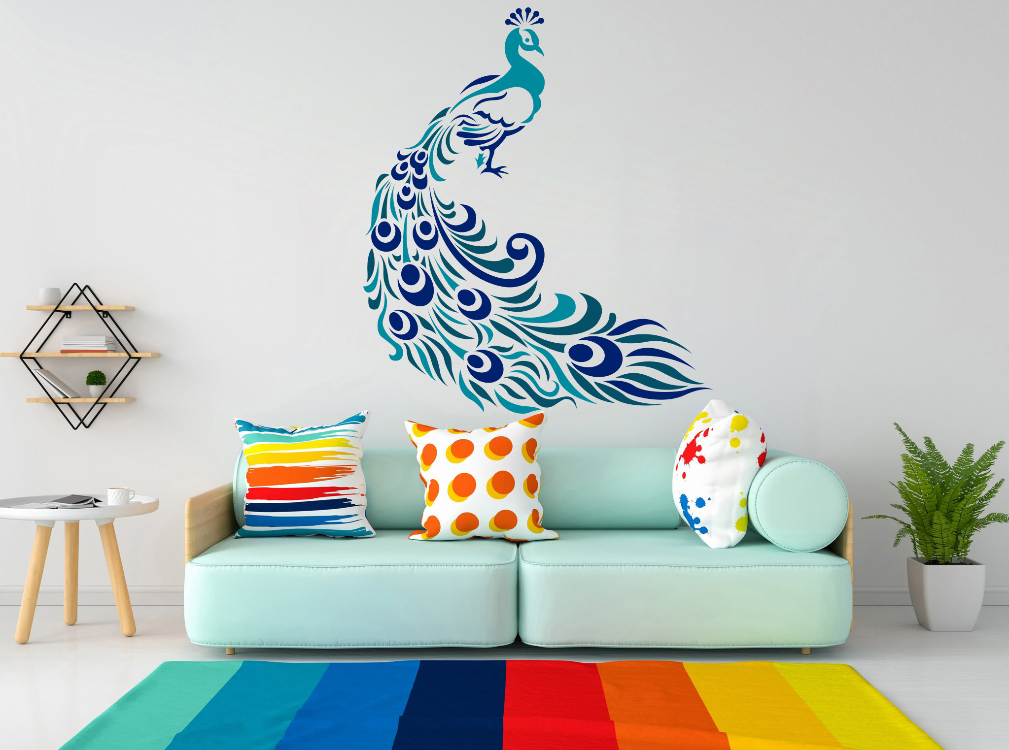 Peacock on the Branch Wall Sticker Living Room Door Sofa/tv