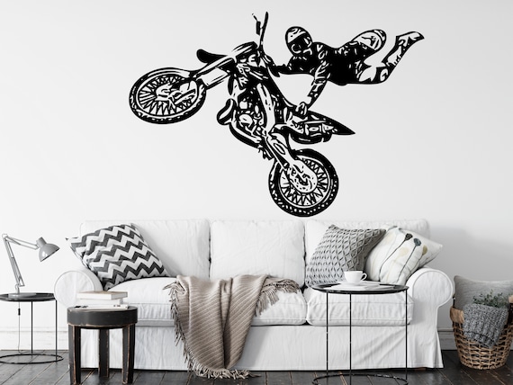 Motocross Wand Aufkleber Motorrad Wand Dekor Schmutz Bike Geschenk Freistil  Aufkleber Kunst Vinyl Aufkleber Sport Wand Kunst Raum Wand Vinyl Kinder  2994ER -  Österreich