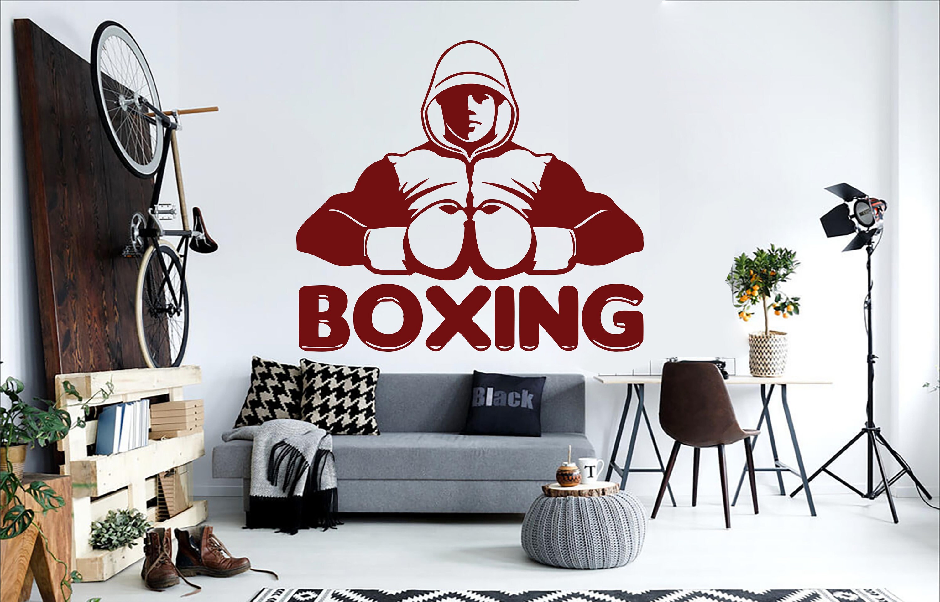 Boxing wall decor Custom Gloves Boxer Stickers Bedroom Sport Etsy