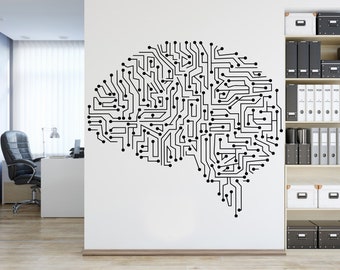 Circuit Board Wall Decal, Technology Vinyl Wall Art Decals, Gamer Room Decal, Computer IT Decor, Software Science Wall Sticker Office 3335ER