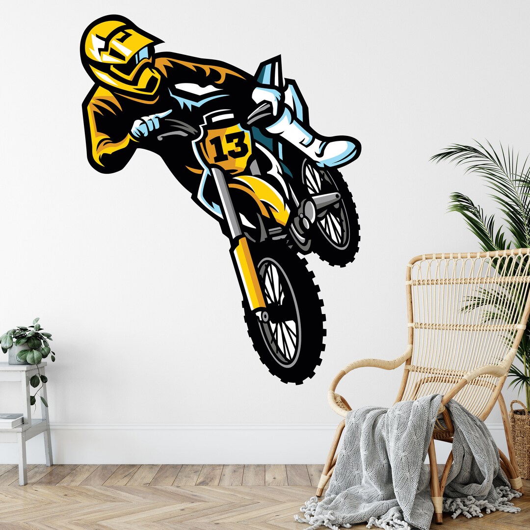 Motocross Wall Art Custom Name Motocross Color Wall Decal Space Dirt