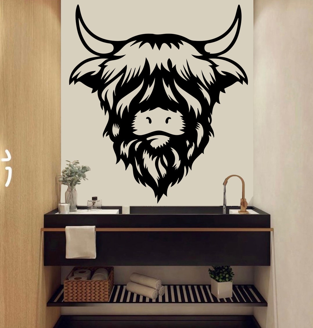 Scottish Highland Cow Wall Decals Farm Wall Art Decal Farm Cow Etsy