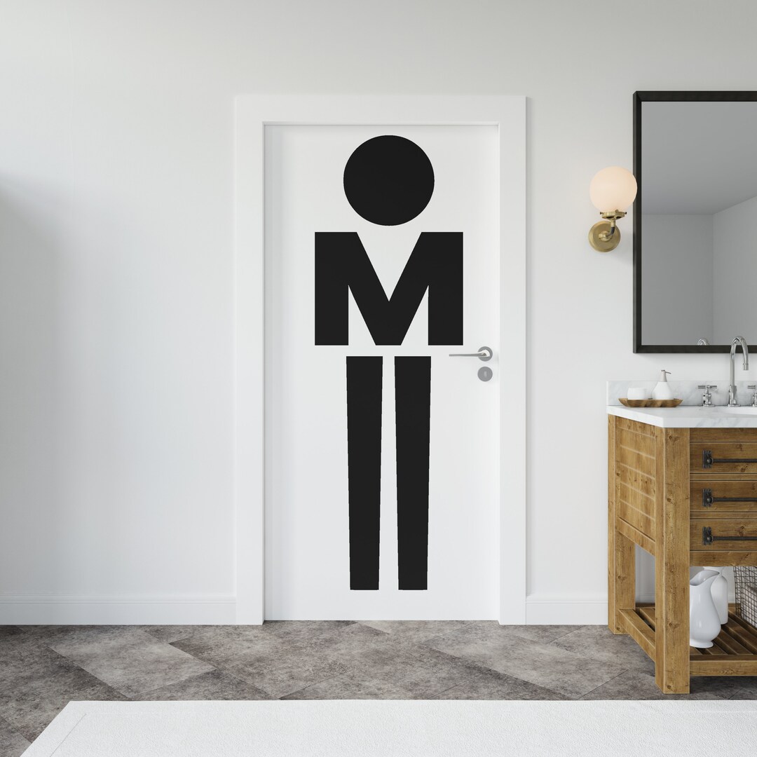 Bathroom Men Sign Decal, Bathroom Door Decal, Bathroom Door Sign ...