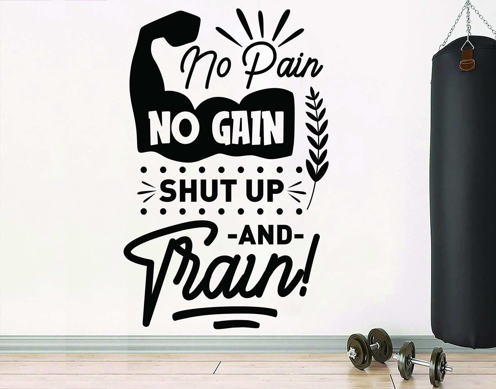No Pain No Gain Gym Wall Decal Fitness Quotes Decor Workout Etsy