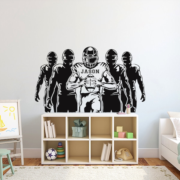 Large Custom Name American Football Wall Decal Team American Football Personalized Gift Soccer Team Vinyl Wall Sticker-Boy Room 4323ER