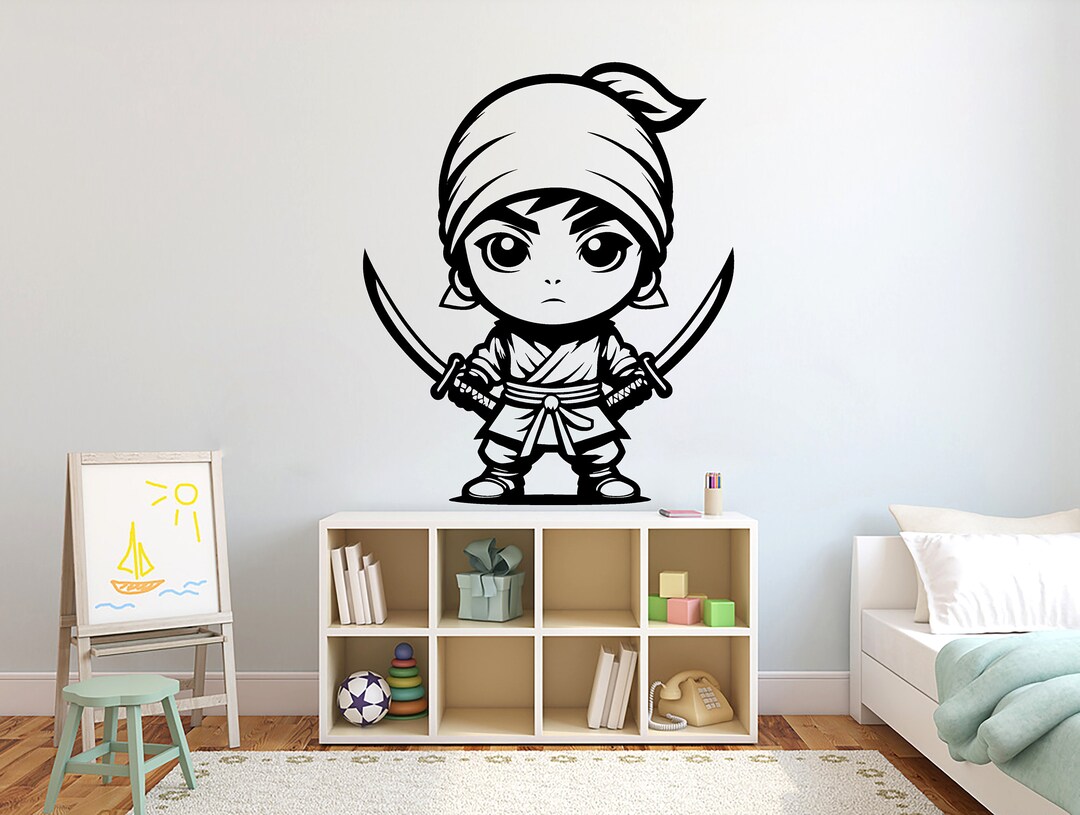 Ninja Wall Decal Ninja Art Wall Decal Sports Vinyl Ninja Gifts Kicks ...