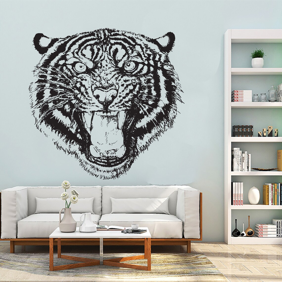 Tiger Angry Animal wall decor Wild Safari Decal Africa Art | Etsy
