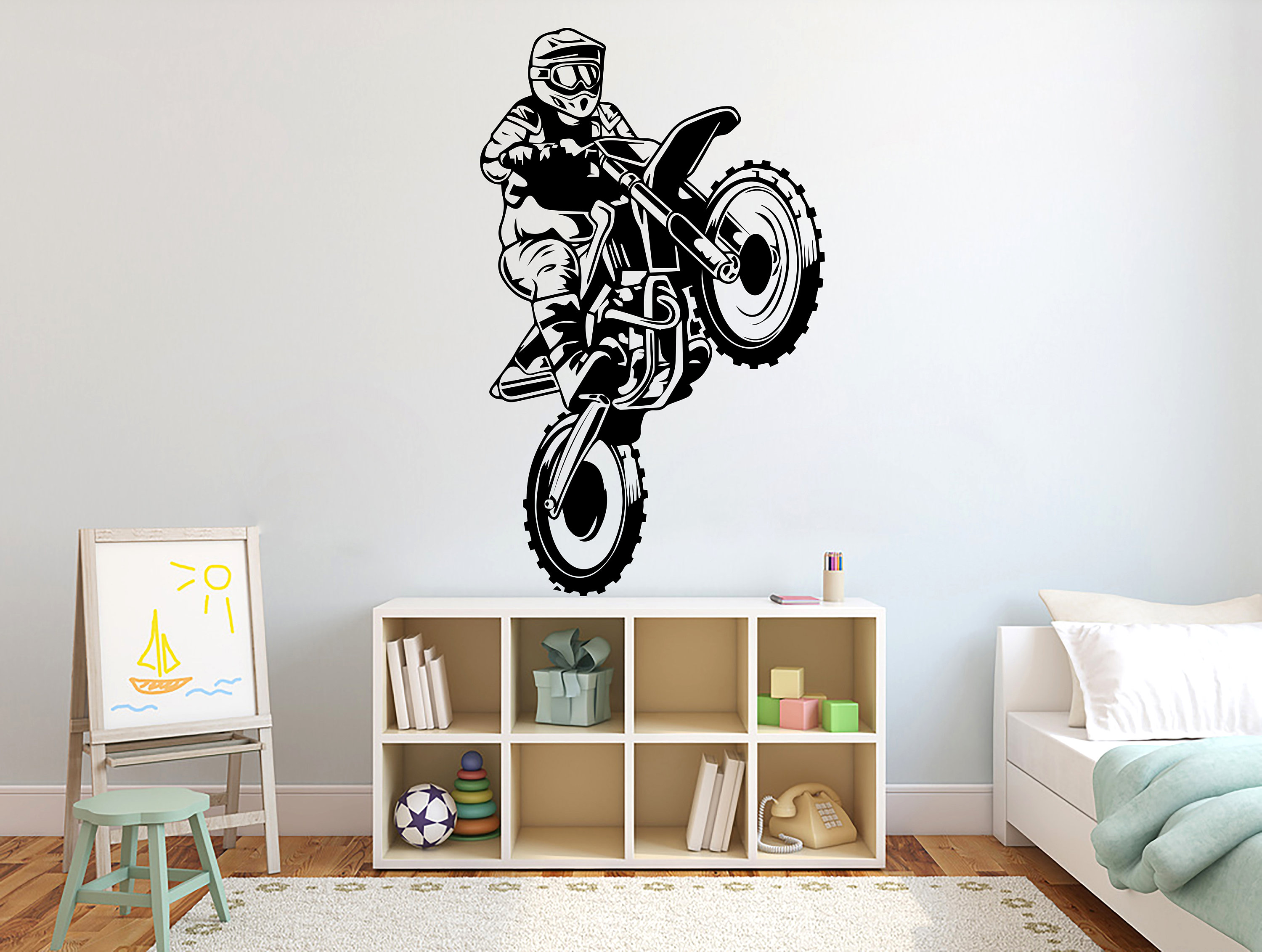 Motocross Wand Aufkleber Motorrad Wand Dekor Schmutz Bike Geschenk Freistil  Aufkleber Kunst Vinyl Aufkleber Sport Wand Kunst Raum Wand Vinyl Kinder  3010ER -  Österreich