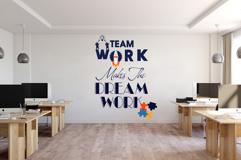 Office Decor Office Wall Art Teamwork Stickers Teamwork Etsy