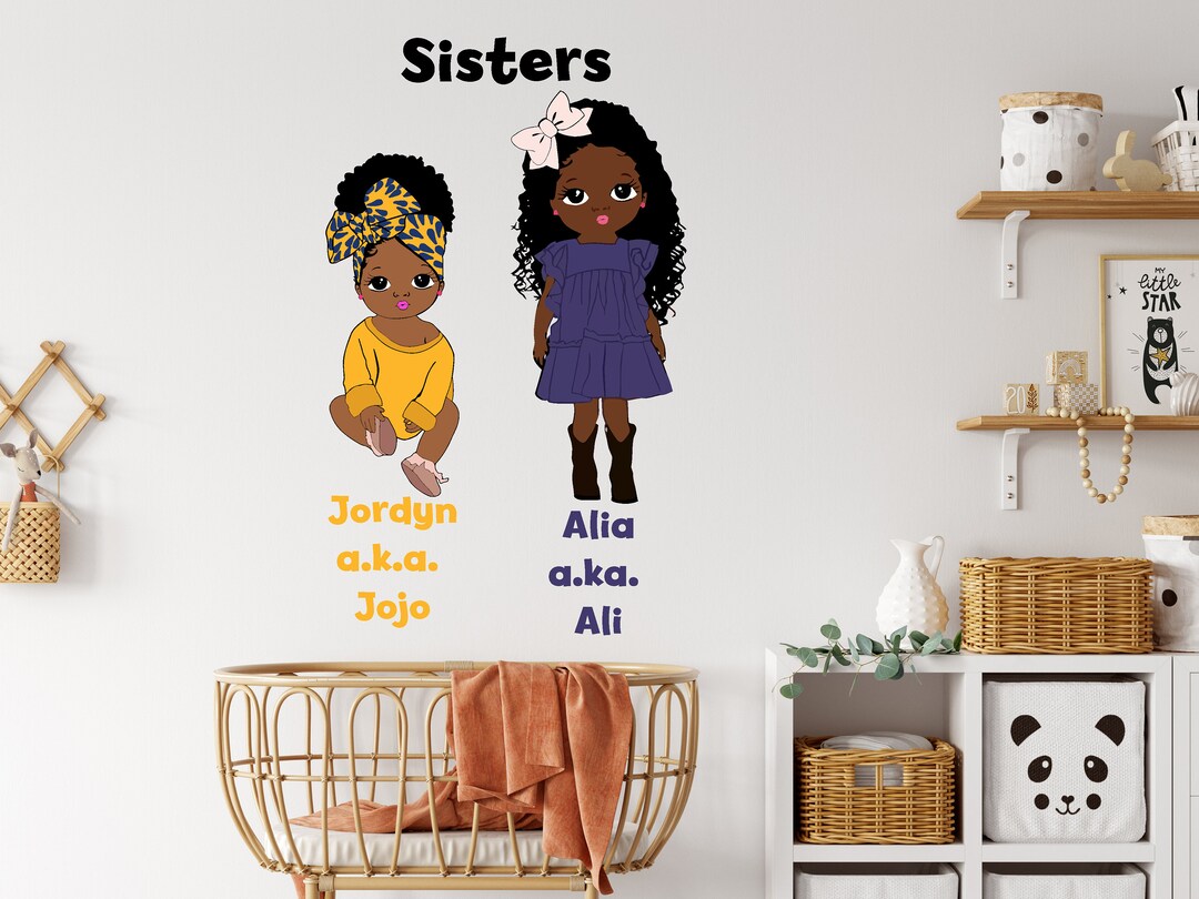 Little Afro Girl Custom Name Wall Decal Beautiful Girl Beauty African ...