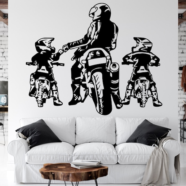 Dad Boys Motocross Wall Decal Motorcycle Wall Decor Dirt Bike Gift Free Style Stickers Art Vinyl Decal Sport Wall Art Room Wall 3017ER