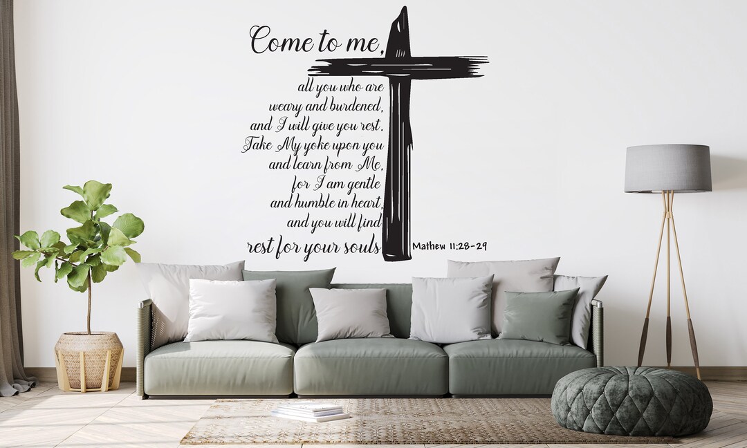 Christian Wall Decal Quote Cross Wall Decal Quotes Wall Art Bible Quote ...