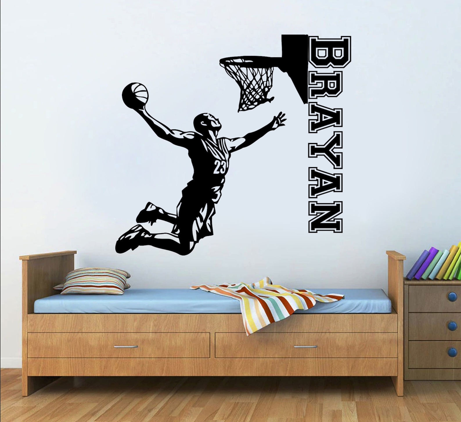 Basketball Custom Wall Decal Sport Vinyl NBA Boys Basket Wall Etsy